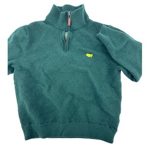 Amen Corner‎ Kids XL Green Masters Quarter Zip Pullover Merino Wool Sweater